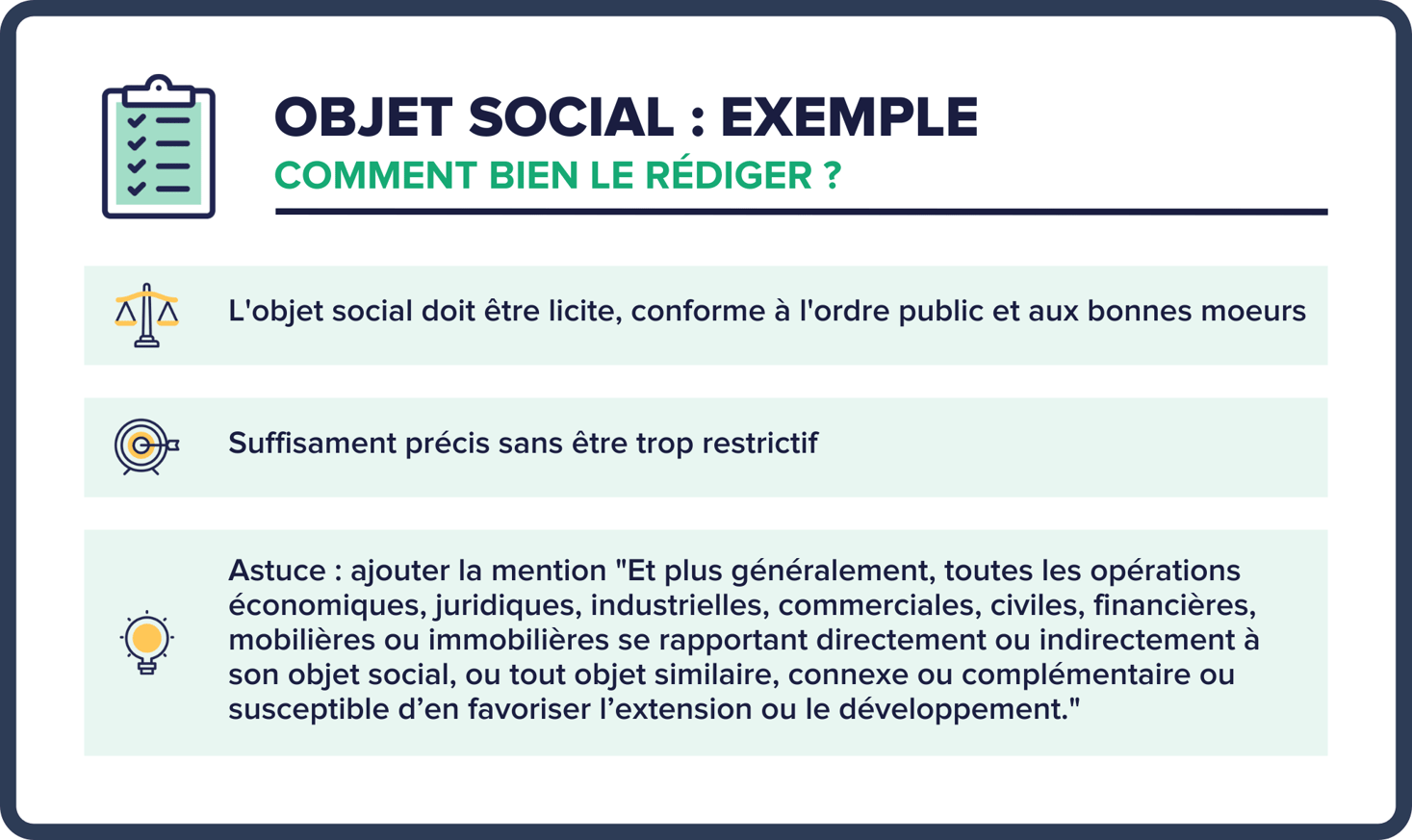 Objet social : exemples pour le rédiger